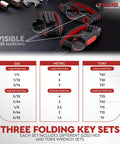 Image of 25 Piece Folding Allen Wrench Set with Metric and SAE Hex Keys and Torx, showing visible size marking and folding design.