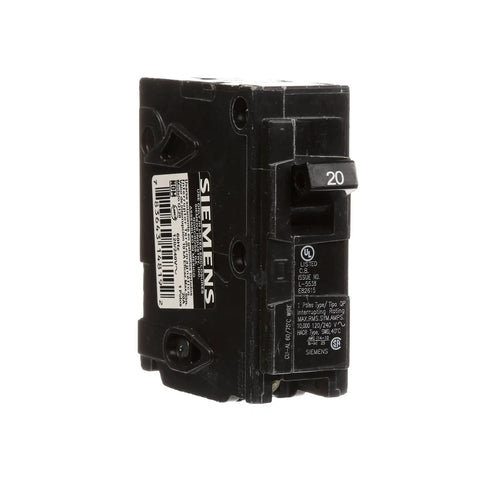 20 Amp Single Pole QP Circuit Breaker For 120V Systems With Easy Plug In Install, 10,000 AIC Interrupting Rating, Ideal For Overload And Short Circuit Protection, Compatible With Siemens PL And ES Load Centers