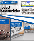 Slick Chicago Screws Assortment Kit Featuring 150 Silver Binding Rivets 5mm To 12mm Plus 4mm Flat Heads showcasing metal fasteners in a clear case.