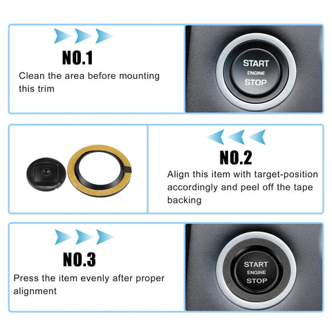 Installation steps for Push Start Button Cover Kit One Click Trim Sticker For Range Rover Discovery Sport Velar Evoque And Land Rover