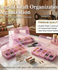 Stackable Storage Box Set For Home Office And Workshop Grab And Go 15 Grid Desktop Organizer with beads and threads