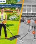 Heavy Duty Lawn Leveling Rake With 27 Inch Wide Head And 72 Inch Adjustable Handle Foldable Yard Leveler ergonomic use