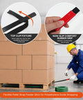 54 Inch Flexible Pallet Strap Feeder Stick For PE Guide Strapping, Quick Threading Tool With Extended Handle, Streamlines Packing, Reduces Bending, 2 Pack, used at pallet base