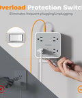 11 In 1 Wall Outlet Extender With 8 Sockets 1 USB C And 2 USB A Ports Surge Protector With Power Switch installed on wall.