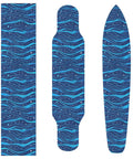 Electric Blue Wave Pattern Grippy Tape For Skateboards Waterproof Non Slip Surface 33x9 Inch Emery Top Layer With PVC Backing Durable Cruiser Board And Scooter Grip Tape For All Weather Riding