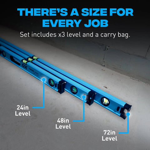 Pro Crew Favorite Level Bundle Includes 24 48 And 72 Inch Precision Spirit Levels With Heavy Duty Carry Case For Masonry Drywall Framing Dead On Accuracy Every Time Stress Free Job Site Essentials For Fast Reliable Construction Projects Daily