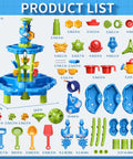 Product components of 3 In 1 Flower Shape Water Table With Pump For Toddlers And Kids Ages 3 To 8 Outdoor Summer Splash Play