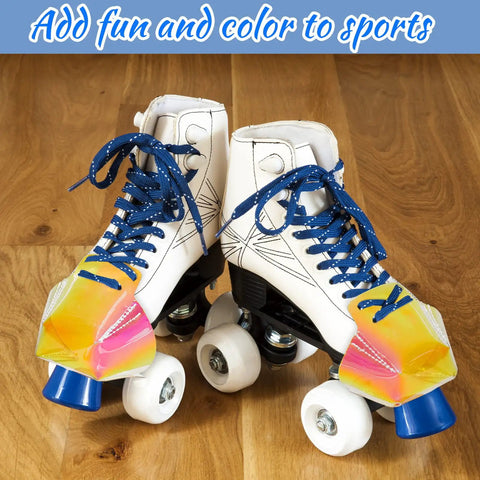Dope 4 Pack Toe Cap Guards For Roller Skates Protectors Set In Glossy Pattern Light Pink And Blue on white quad skates