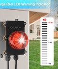Sump Pump Alarm With Tethered Float Switch 105 To 110 dB Loud Alarm And Flashing LED Indicator installed on wall with decibel meter