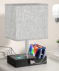 Touch Lamp With USB C And USB A Ports, 3 Level Brightness, 3 Way Dimmable Bedside Table Lamp With 2 Phone Slots, Bulb Included