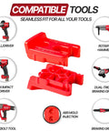 9 Pack Tool Holder for M18 and 18V Cordless Tools, Snap Fit Tool Organizer showing compatibility with various tools