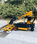 Built Tough Electric Vacuum Suction Lifter Cart With Pro Level Robotic Grips For Zero Drama Glass Install And No Sweat Marble Steel Handling On Heavy Duty Job Sites, positioned on a flat surface, lifting a large glass panel.