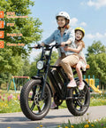 Powerful Electric Bike For Adults With 1500W Peak Motor And 60 To 80 Mile Range with rider on park path, showcasing side view.