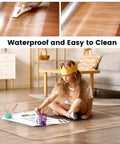 Extra Large 63 Inch By 51 Inch Clear Chair Mat for Hardwood Floors, showing waterproof protection and a child drawing on it.