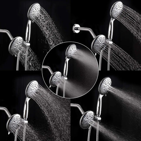 High Pressure Shower System With Handheld And Rain Showerhead, 35 Function Dual 2 In 1 Faucet, Patented 3 Way Diverter, Chrome