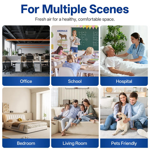 Collage of different scenes with Two Pack Replacement Filter For 213 MERV 13 HVAC Furnace Filter Fits 213 Whole House Air Purifiers