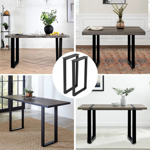Beefy 30 Inch Metal Table Legs Set Of 2 With Adjustable Feet Pads Black Industrial Grade Support For Dining Desks And Coffee Tables