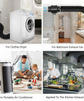 Collage of Flexible 4 Inch Dryer Vent Hose 8 Feet Long DIY Friendly Aluminum Foil Ducting With PVC Layer used in various settings.