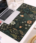 Floral Desk Mat With Wildflower Vibe For Gaming And Work, Large 31.5 By 15.75 Inch Desk Pad on desk with laptop and decor