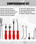Heavy Duty Brake Tool Set 32 Pieces Caliper And Drum Tools Including Pliers Installer Remover shown with labeled components.
