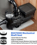 R0479400 mechanical shaft seal for Jandy pool pumps; front view of seal assembly and fittings