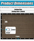 Dimensions of 90 Percent UV Block Shade Cloth For Pergola With Grommets 8 By 10 Feet Privacy Screen detail view