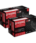 Two boxes of 6 Mil Black Nitrile Disposable Gloves With Raised Diamond Grip For Auto Work, Cleaning And Food Prep, Shop Grade Quality
