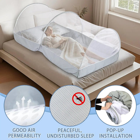 Portable Pop Up Bed Tent Mosquito Net For Travel And Camping, Breathable Hexagon Mesh Bed Netting For Baby And Adults on Bed