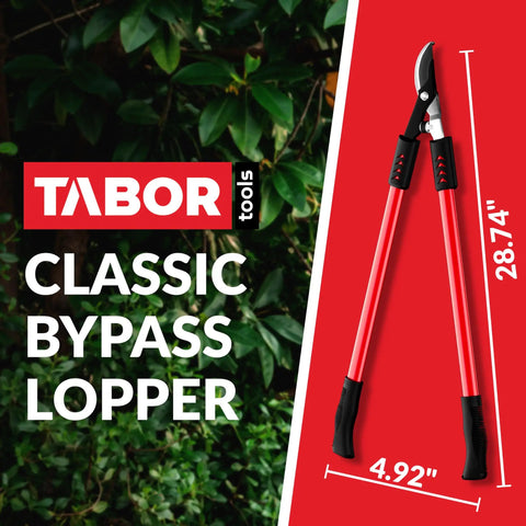 Bypass Lopper 28 Inch Tree Trimmer With 1.25 Inch Clean Cut Capacity for Easy Pruning on leaves background