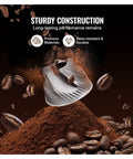 8 Cup Drip Coffee Maker With Built In Burr Grinder And Three Brew Strengths Adjustable Grind Size Compatible With Whole Beans Or Ground Coffee For Real Deal Fresh Ground Flavor, close-up of burr grinder with coffee grounds.
