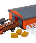 All In One Farm Vehicles And Machine Shed Toy Set With 18 Pieces Realistic Colors And Graphics Two Pull Back And Go Vehicles