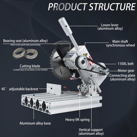 5 Inch Mini Table Saw For Crafts Portable Multipurpose Cutting Machine 110 220V 0 To 45 Degree Adjustable Angle 997 Motor structure