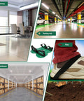 Collage of uses for 2 Pack Spiked Roller for Self Leveling Floors Multipurpose Cement and Epoxy Floor Tool Set in various settings.