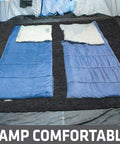 Soft Plush Tent Carpet Mat With Waterproof Backing Keeps You Warm And Dry Inside The Tent under blue sleeping bags