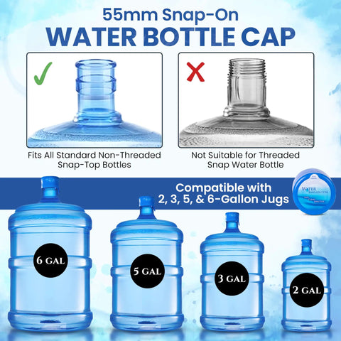 Ten Pack USA Made Water Jug Caps For 2 3 5 And 6 Gallon Jugs Spill Proof Replacement Lids Fits 55mm Openings Keeps Water Fresh
