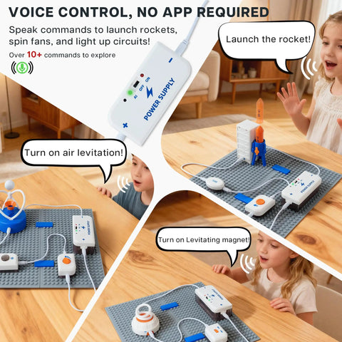 Space Theme STEM Kit With Voice Control For Kids Ages 8 To 12, 300 Plus Projects, Hands On Electronics Circuit Lab, Advanced Edition, Rocket Launcher And Lights, Great Gift For Curious Builders with voice module and rocket setup