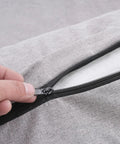 Close-up of the zipper on the easy clean gray headboard of Heavy Duty Electric Bed Backrest With Guardrail For Elderly Support.