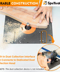 Hands using Beefy Heavy Duty Aluminum Router Lift Kit For 1.25 HP 2.25 HP And 3.25 HP Routers with dust collection interface
