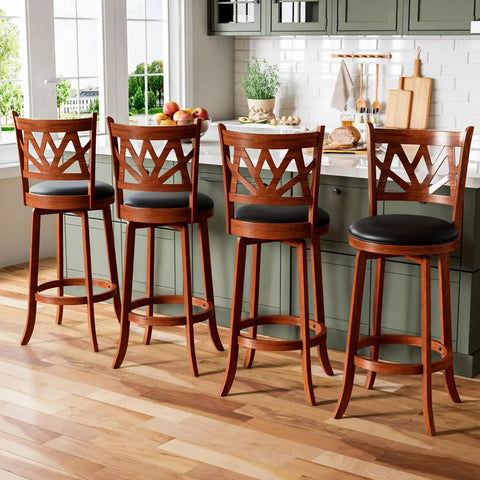360 Degree Swivel Bar Stools Set Of 2 For Kitchen Island And Bar Farmhouse 30 Inch Height Chairs With Backs in a kitchen setting