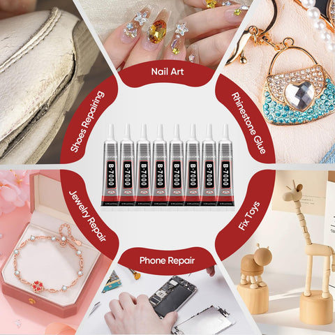 Clear Nail Glue With Precision Tip for Rhinestones, Jewelry Making, Nail Art, DIY Crafts, Makeup, Shoes Repair, and Quick Bond