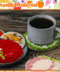 8 Piece Fruit Punch Punch Needle Coaster Kit For Adults Beginners DIY Embroidery Set with yarn coasters and coffee cup