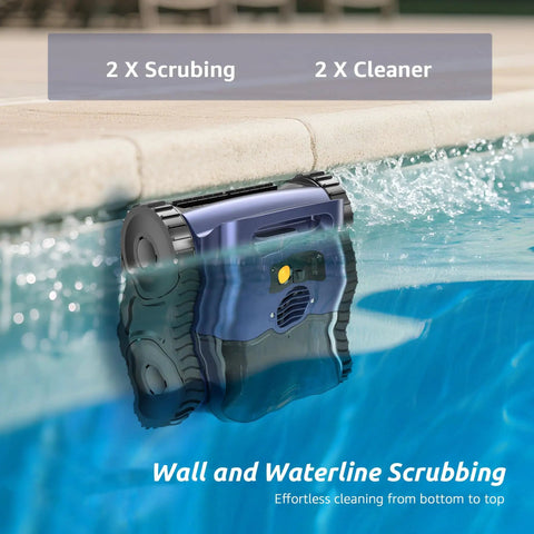 Cordless Robotic Pool Cleaner With 180 Minute Runtime For Inground Pools Wall And Waterline Climbing Auto Vacuum in use