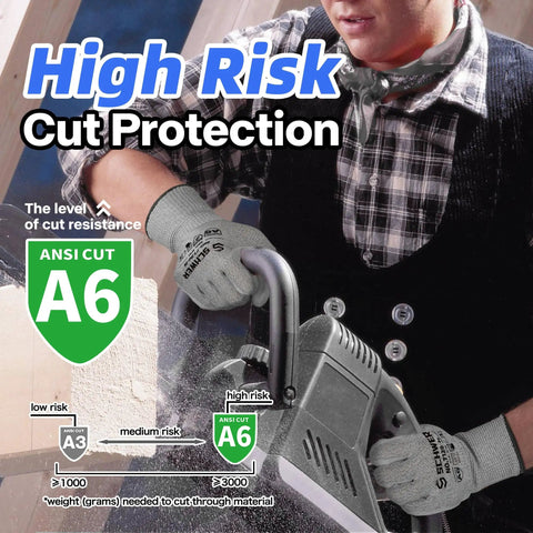 12 Pairs Cut Resistant Work Gloves ANSI A6/A7 CR7120 Touchscreen Grip Ready Built Tough Hand Protection For Men And Women Perfect For Woodworking Glass Cutting Construction Car Repair XL