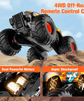 Remote Control Monster Truck Toy 4WD Waterproof Off Road RC Car climbing rocks with dual motors and shockproof suspension