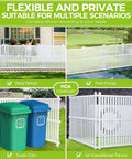 Outdoor Privacy Fence Panels Kit 48x48 Inch White Vinyl Slat Fence for AC unit and trash can enclosure in multiple scenarios