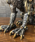 Close-up of Dope Steampunk Dragon Statue Resin Sculpture With Gears And Metallic Finish For Home Decor And Man Cave Gothic Retro Look Collectible