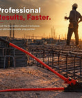 Threlaco 2 In 1 Rebar Bender And Cutter Manual Metal Rod Bending Tool Effortlessly Cut And Bend Steel Rebar Up To 5/8 Inch Diameter Heavy Duty Construction Grade Bending Machine For DIY And Pro Jobs Red on a construction site at sunset.