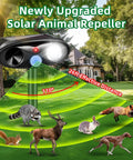 4 Pack Solar Ultrasonic Critter Repellent For Cats Raccoons Squirrels Rabbits And Foxes Outdoor Deterrent With Motion Sensor Waterproof Flashing Light Ideal For Garden And Yard, black solar unit