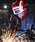 Welder using Solar Powered Auto Darkening Welding Helmet With Wide Shade 9 To 13 For TIG MIG ARC Welds Dope Graphic Hood