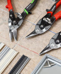 Heavy Duty Aviation Tin Snips Set Pro Grade 3 Piece 10 Inch Sheet Metal Cutters With Serrated CR-V Steel Blades Safety Lock Ergonomic Handles